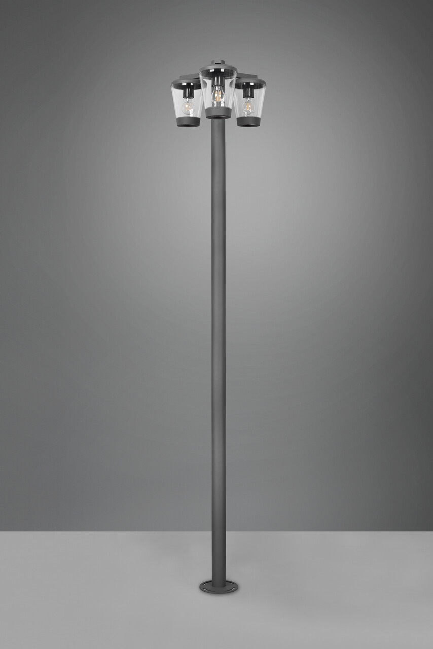 Lampadar de exterior Cavado, TRIO, 44.6x220 cm, 40W, 3x E27, aluminiu, antracit - 2 | YEO