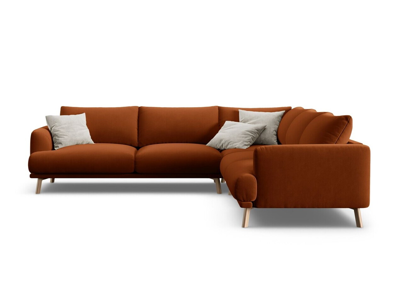 Coltar simetric 5 locuri, Naomi, Micadoni Home, 280x280x75 cm, catifea, teracota