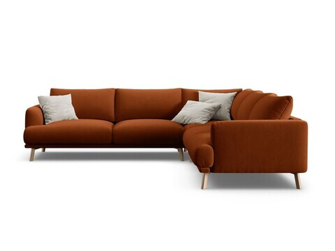 Coltar simetric 5 locuri, Naomi, Micadoni Home, 280x280x75 cm, catifea, teracota