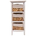 Comoda cu 3 cosuri Creaciones Meng, 25x25x57 cm, lemn de paulownia, alb antic