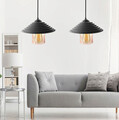 Lustra, FullHouse, 390FLH1582, Abajur din sticla acrilica, Negru / Miere