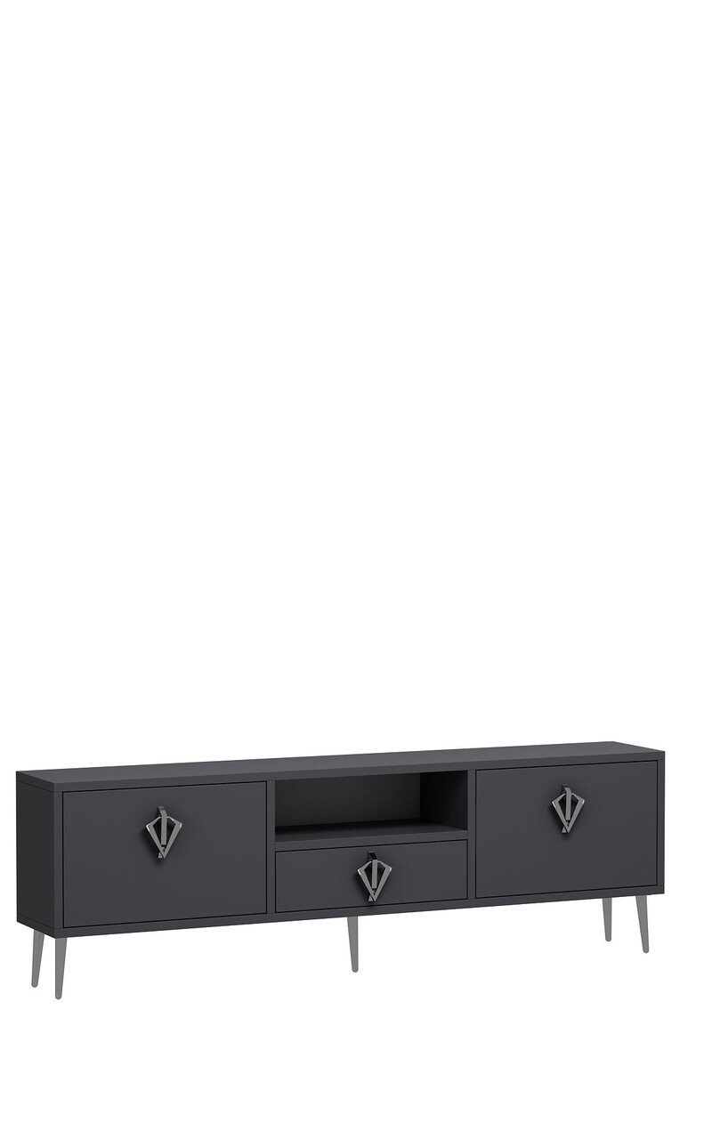 Comoda TV, Hanah Home, 1313-DROP-32, 140x45x30 cm, PAL , Antracit / Argintiu - view 4