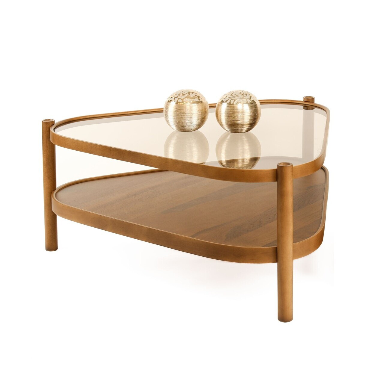 Masuta de cafea, Hanah Home, Nesta 95, 95x48x95 cm, LEMN MASIV DE FAG, Maro — imaginea 2