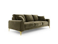 Canapea, Madara, Mazzini Sofas, 3 locuri, gold legs, 222x102x90 cm, catifea, verde
