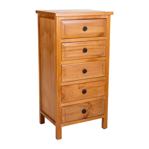 Comoda cu 5 sertare Creaciones Meng, 47x37x93 cm, lemnb de pin/MDF, maro