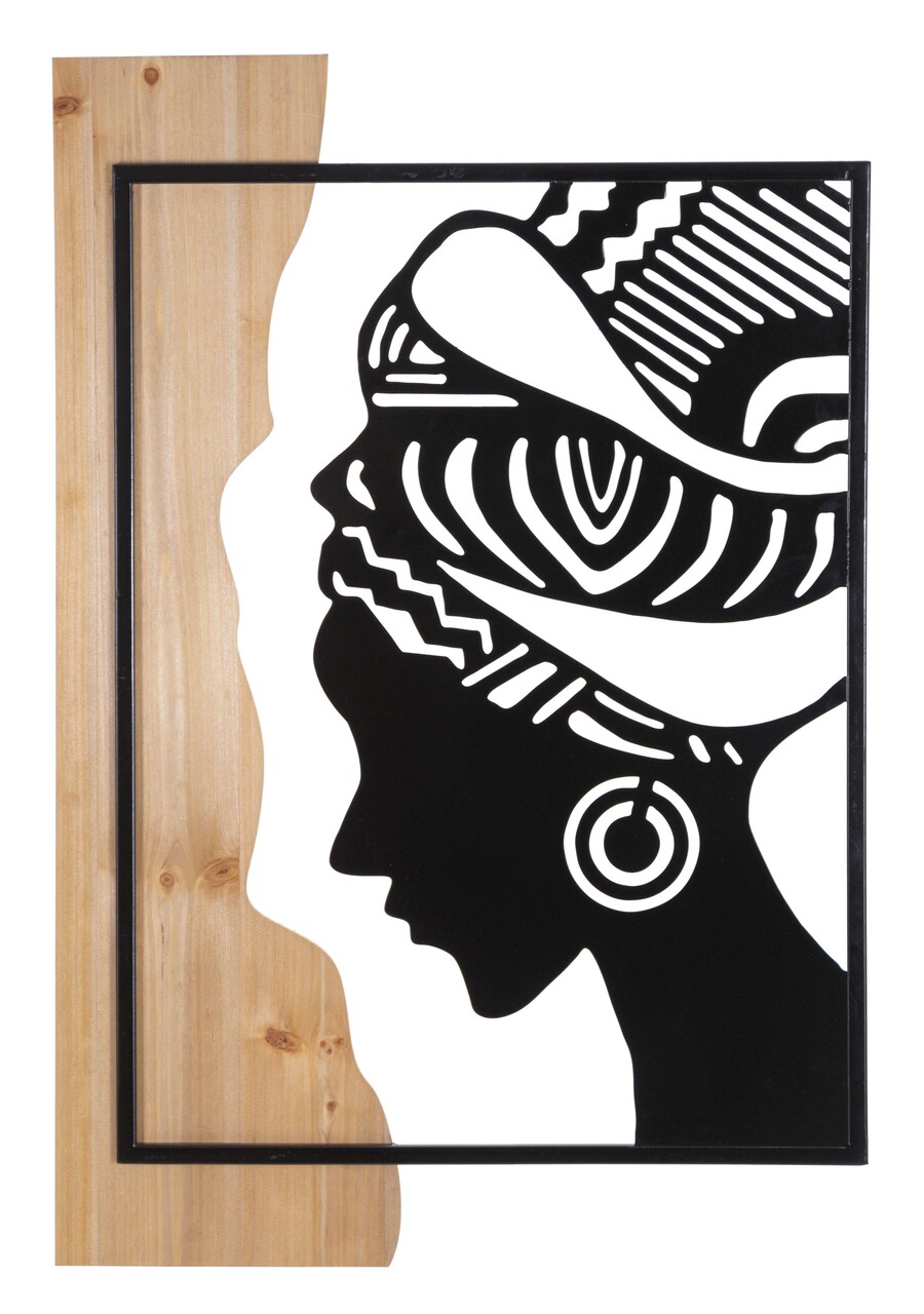 Decoratiune de perete Tribal, Mauro Ferretti, 53x80 cm, fier/MDF, negru/maro