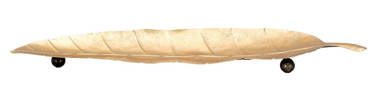 Platou decorativ Foglia, Mauro Ferretti, 38x11x2 cm, fier, auriu - 1 | YEO