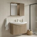 Set Dulap de Baie cu Chiuvetă și Oglindă (2 Piese), Hanah Home, Purus 80, Stejar