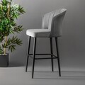 Set scaun de bar (2 bucăți), Beckley, Rubi, PAL, Gri/Negru