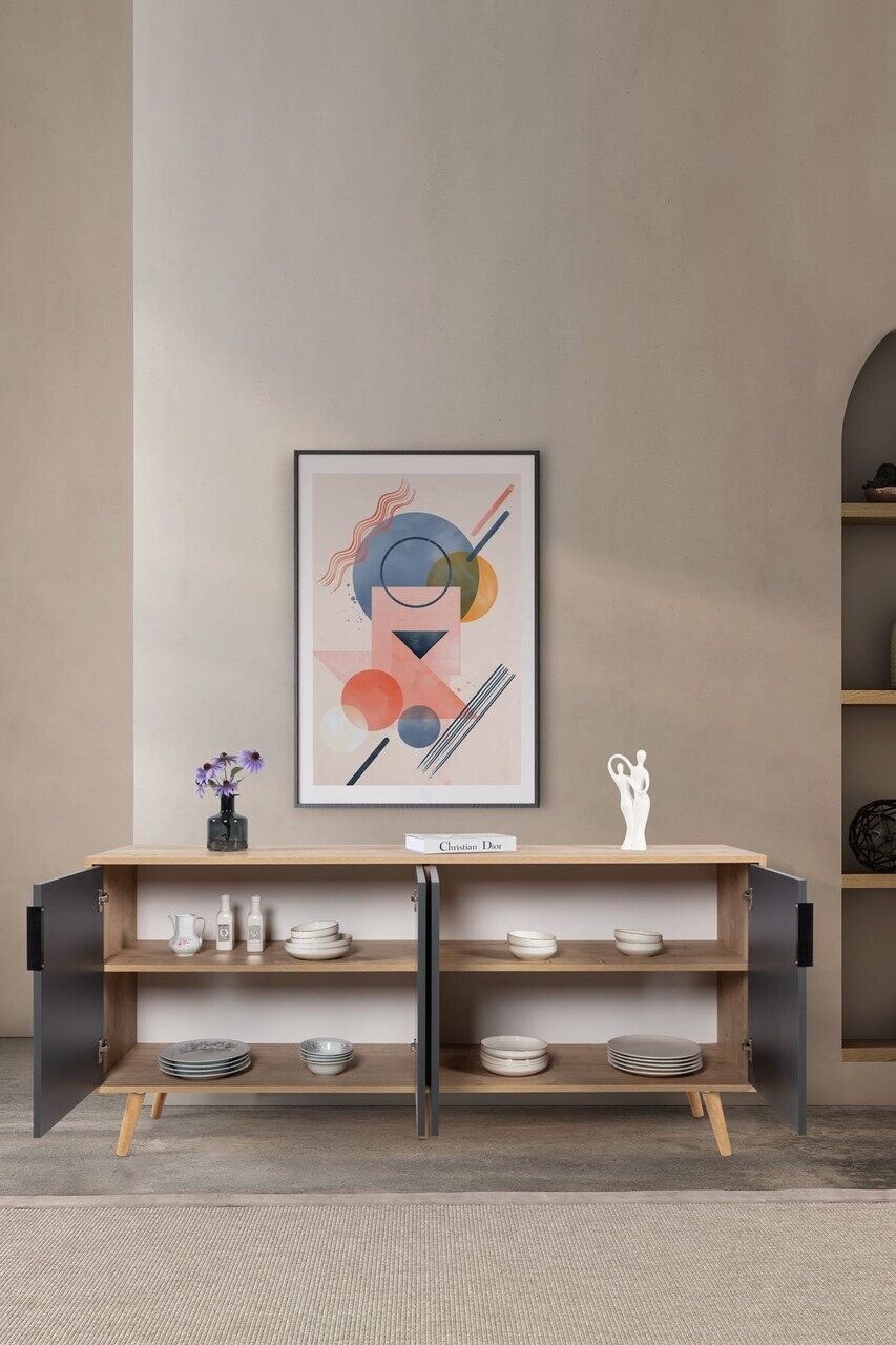 Consola, Hanah Home, Sırma 4816, 180x82x44 cm, PAL, Stejar safir / Antracit — imaginea 2