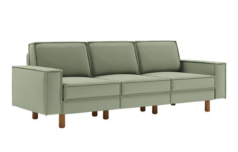 Canapea 3 locuri, Atelier del Sofa, 918CMF1251, Cadru: 100% OȚEL, Verde marin / Nuc