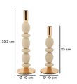 Set 2 suporturi de lumanare Shuttle, Mauro Ferretti, 10x25 cm, 10x33.5 cm, fier, crem/auriu