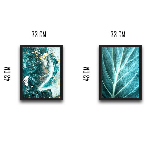 Set 2 tablouri decorative, Turquoise Set, PAL, Hartie, Multicolor
