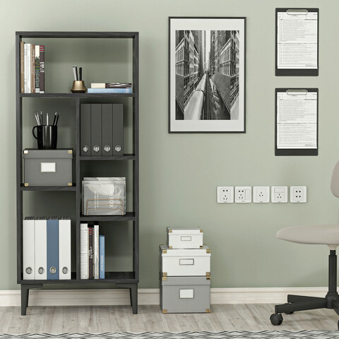 Corp biblioteca, olivia, penta, 60x138.6x29.6 cm, pal, negru / marmură