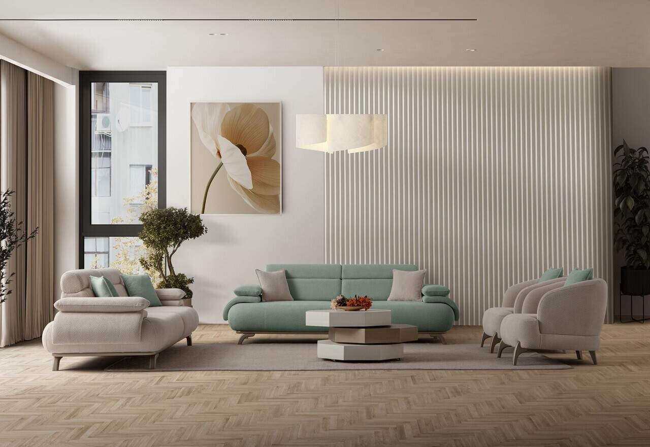 Canapea 3 locuri, Atelier del Sofa, 752EST1140, Lemn de carpen/PAL melaminat, Verde - view 4