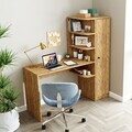 Set birou si biblioteca, Hanah Home, 2077, 143.2x143.2x50 cm, PAL MELAMINAT, Maro