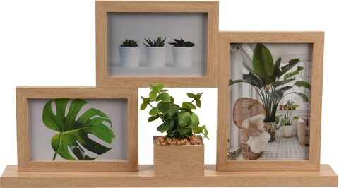 Rama foto plant, 3 fotografii, 47x7x26 cm, mdf, maro