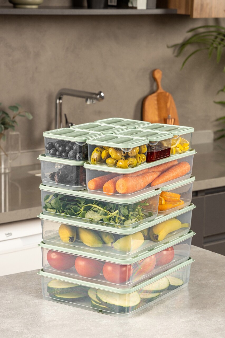 Set recipiente depozitare, Hermia, 964FRM5724, Dimensiune: 23 x 15 x 7 cm / 1750 ml (2 bucăți), Verde menta - imagine 2