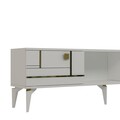 Comoda TV, Olivia, Madera, Alb/Auriu