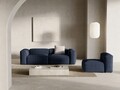 Canapea 3 locuri, Bergamo, Cosmopolitan Design, 264x108x70 cm, catifea chenille raiata, albastru navy