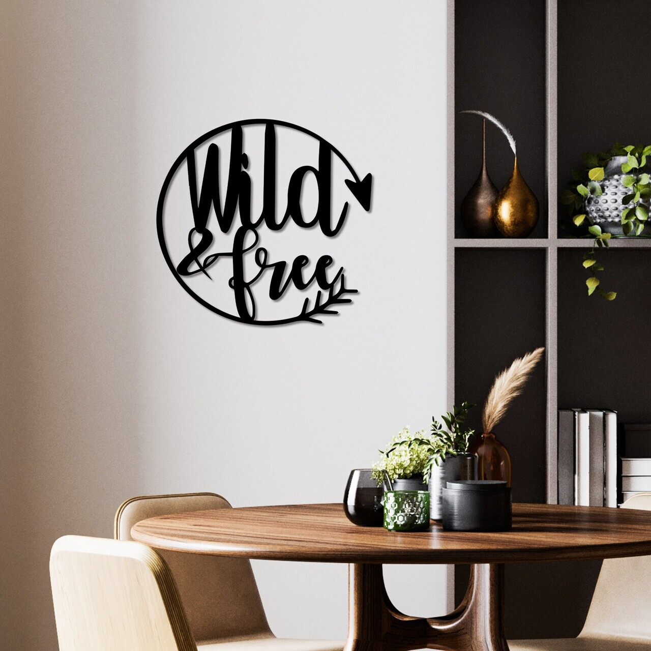 Decoratiune de perete, Wild & Free, Dimensiune: 50 x 50 cm , Negru — imaginea 2