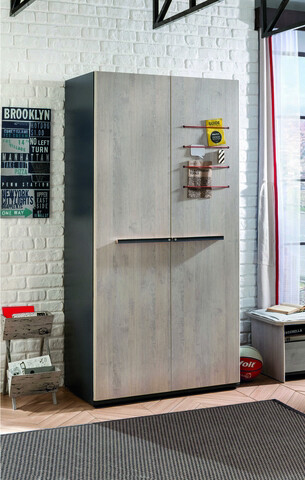 Dulap pentru haine, Çilek, Trio 2 Doors Wardrobe, 101x203x54 cm, Multicolor 101x203x54 imagine 2022