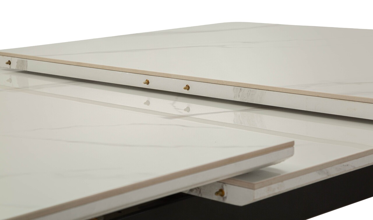 Masa extensibila dining, Mauro Ferretti, Matt, 120-150x80x75 cm, metal/ceramica, negru/alb - imagine 4