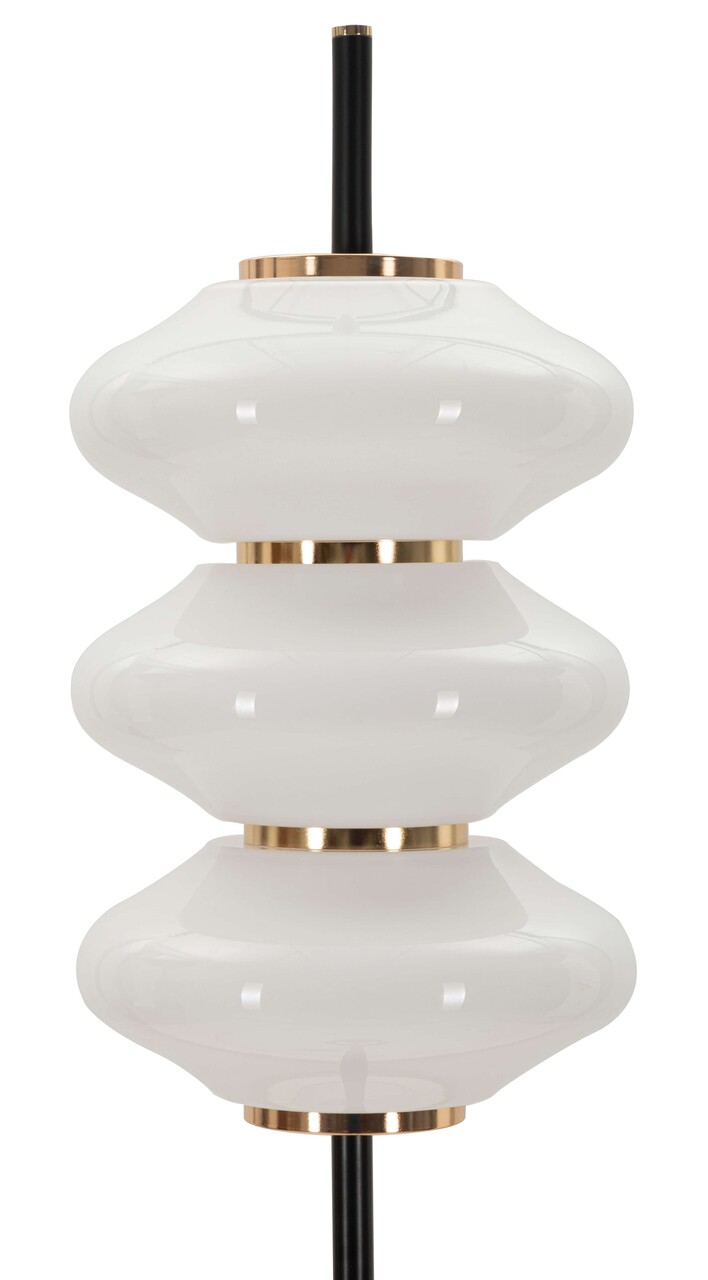 Lampadar Vintage, Mauro Ferretti, 3 x E14, 40W, 30x168 cm, fier/sticla, auriu/negru/alb