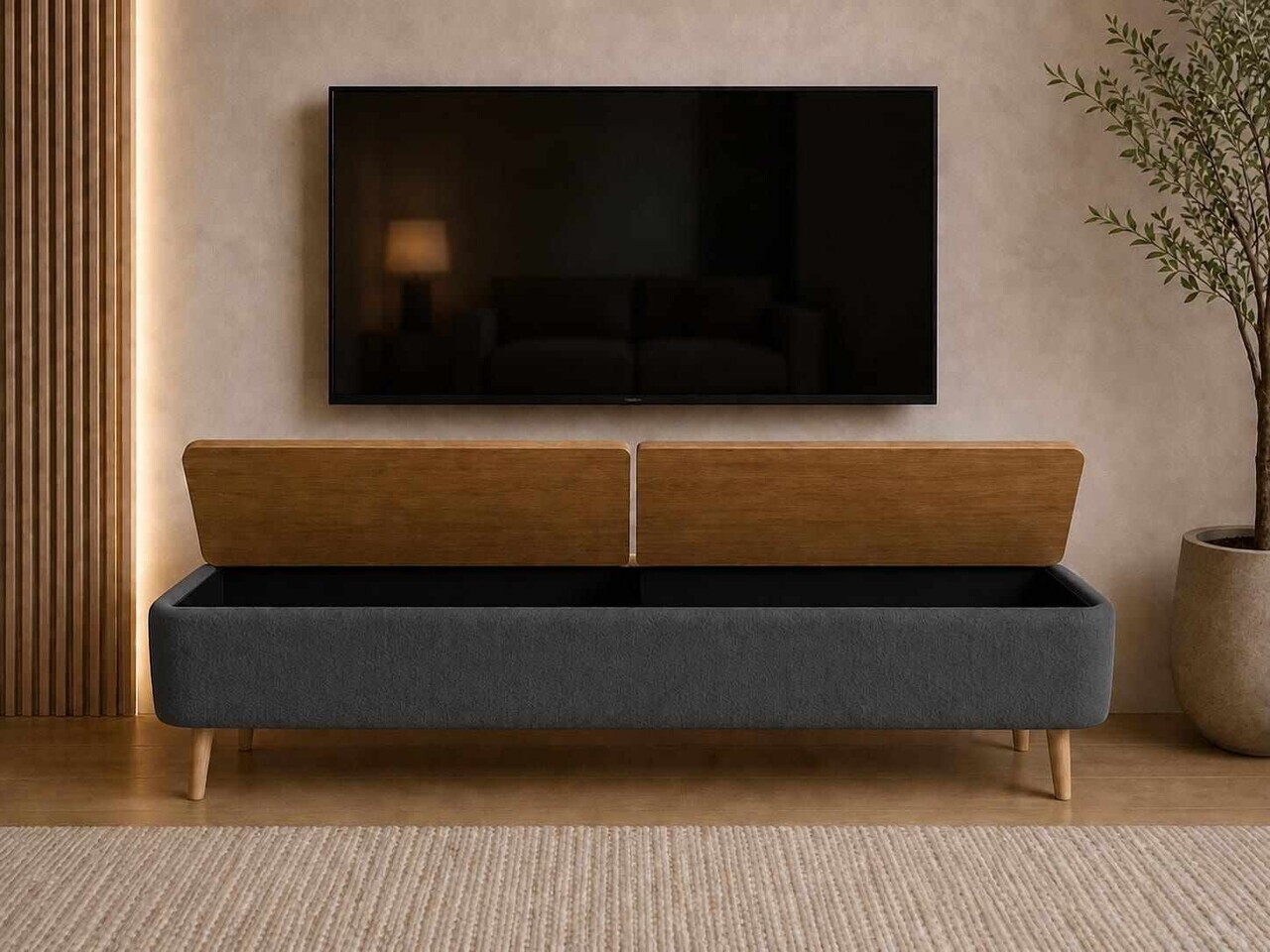 Comoda TV, Hanah Home, Sarven, 120x45x30 cm, Antracit — imaginea 2