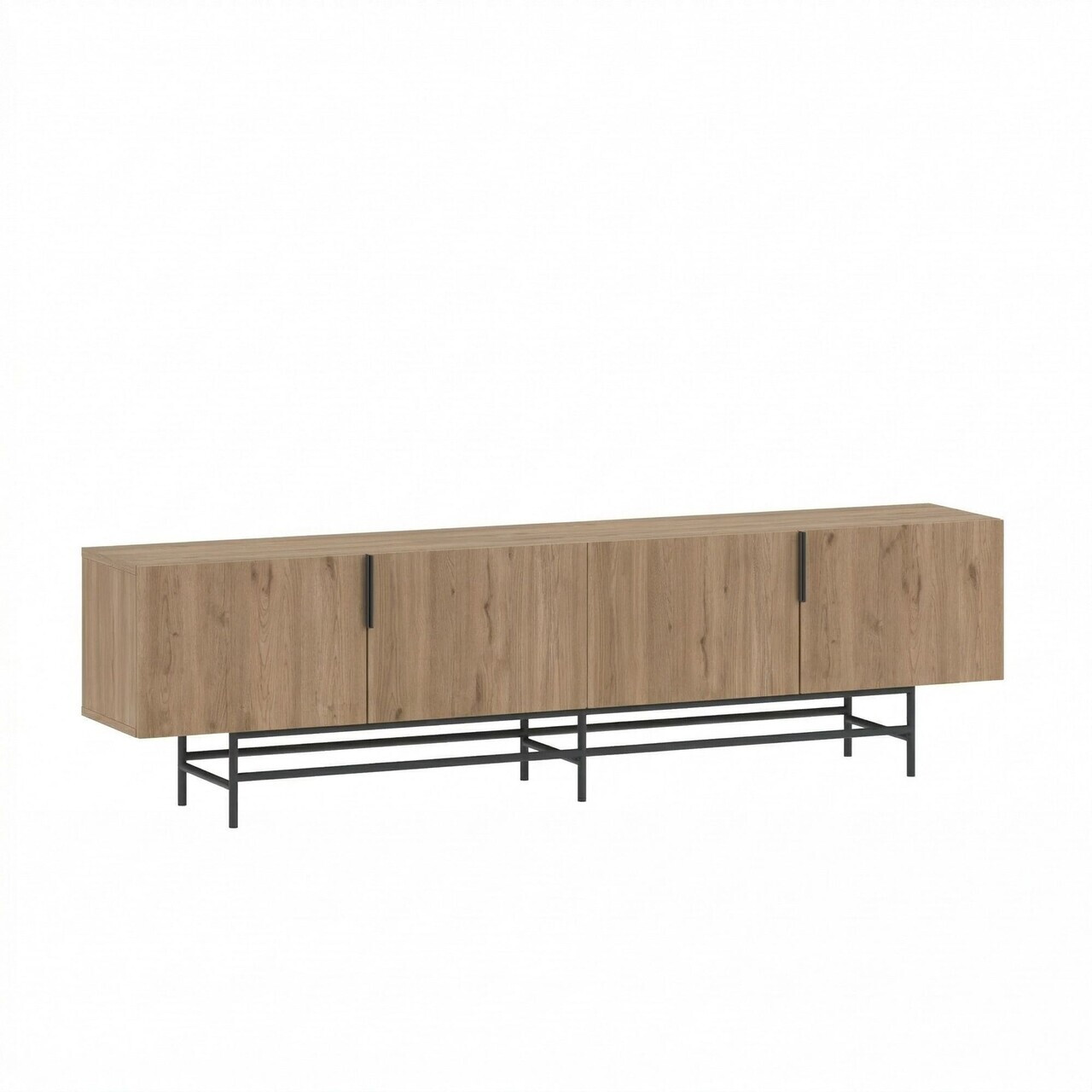 Comoda TV, Hanah Home, Eldia, 200x55x35 cm, PAL, Stejar Sepet / Negru — imaginea 4