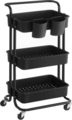Carucior pentru depozitare, Songmics, 41.6x33.5x86.3 cm, otel/plastic, negru