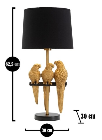 Lampa de masa Parrots, Mauro Ferretti, 1 x E27, 40W, Ø 30x62.5 cm, negru/auriu