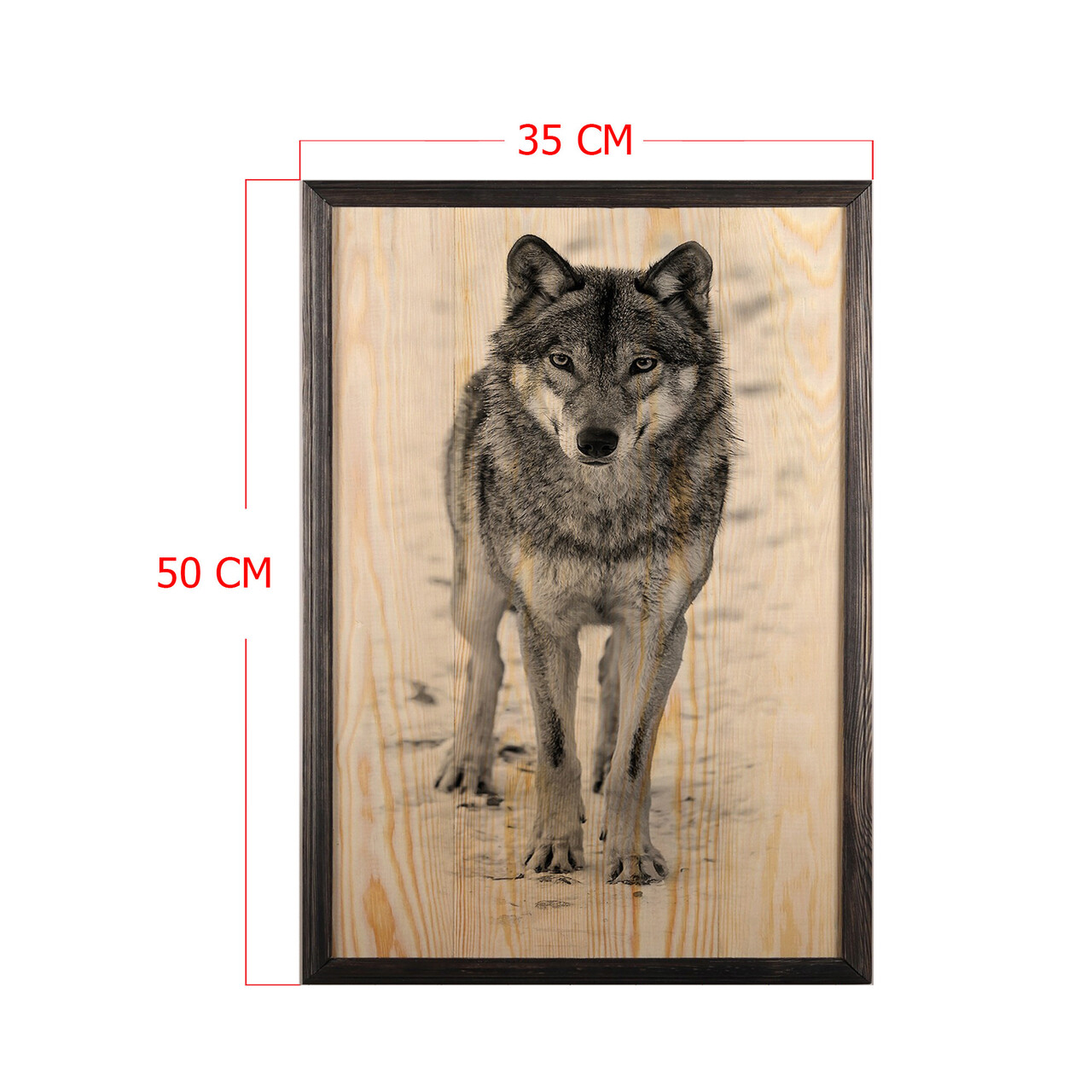 Tablou decorativ, Wolf, Lemn, Lemn, Multicolor
