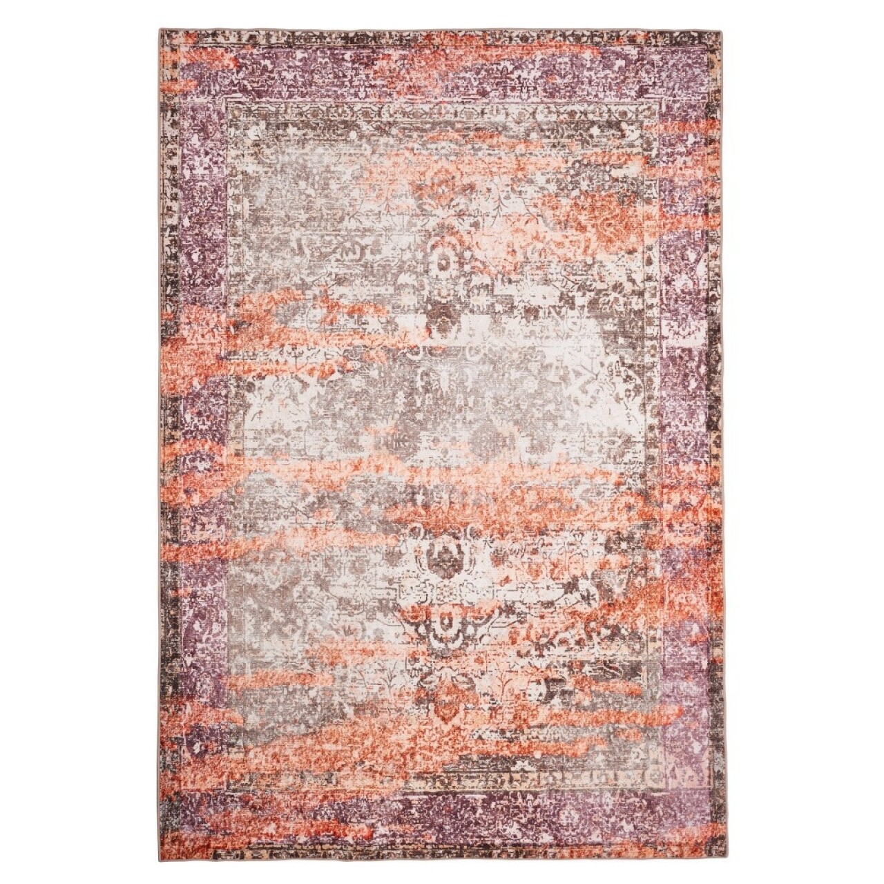 Covor Vintage Beige Orange, Floorita, 120 X 180 Cm, 70% Poliester Chenille, 30% Bumbac Chenille, Portocaliu