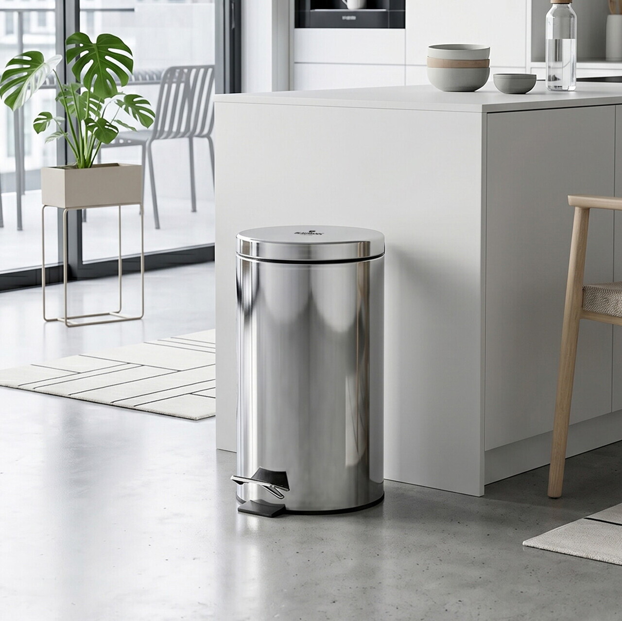 Cos de gunoi cu pedala Blaumann, Accessories, 20L, 29.2x44 cm, inox/plastic, argintiu