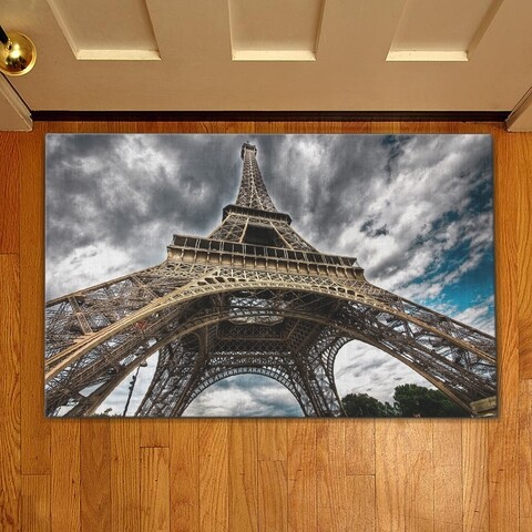 Covoras de intrare Eiffel Tower, Casberg, 38×58 cm, poliester, multicolor