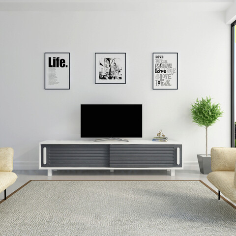 Comoda tv, avva home, root, 180x48.2x35 cm, antracit/alb