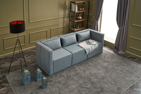 Canapea fixa moduler uclu koltuk , balcab home, 3 locuri, 80/62x80x72 cm, lemn, albastru