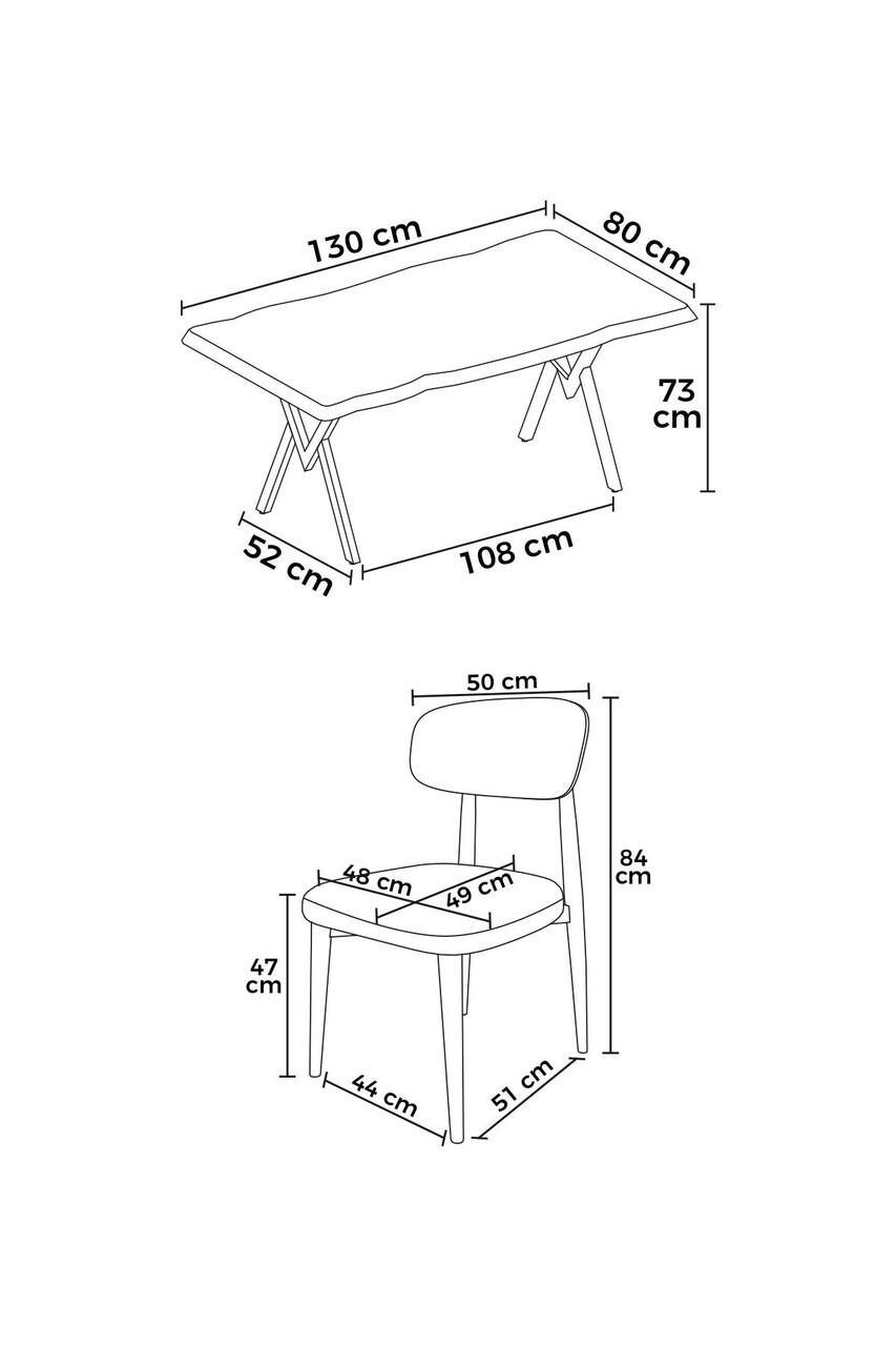 Set masa si scaune (7 piese), Hanah Home, Zerra, Travertin / Aspect de lemn / Crem — imaginea 3