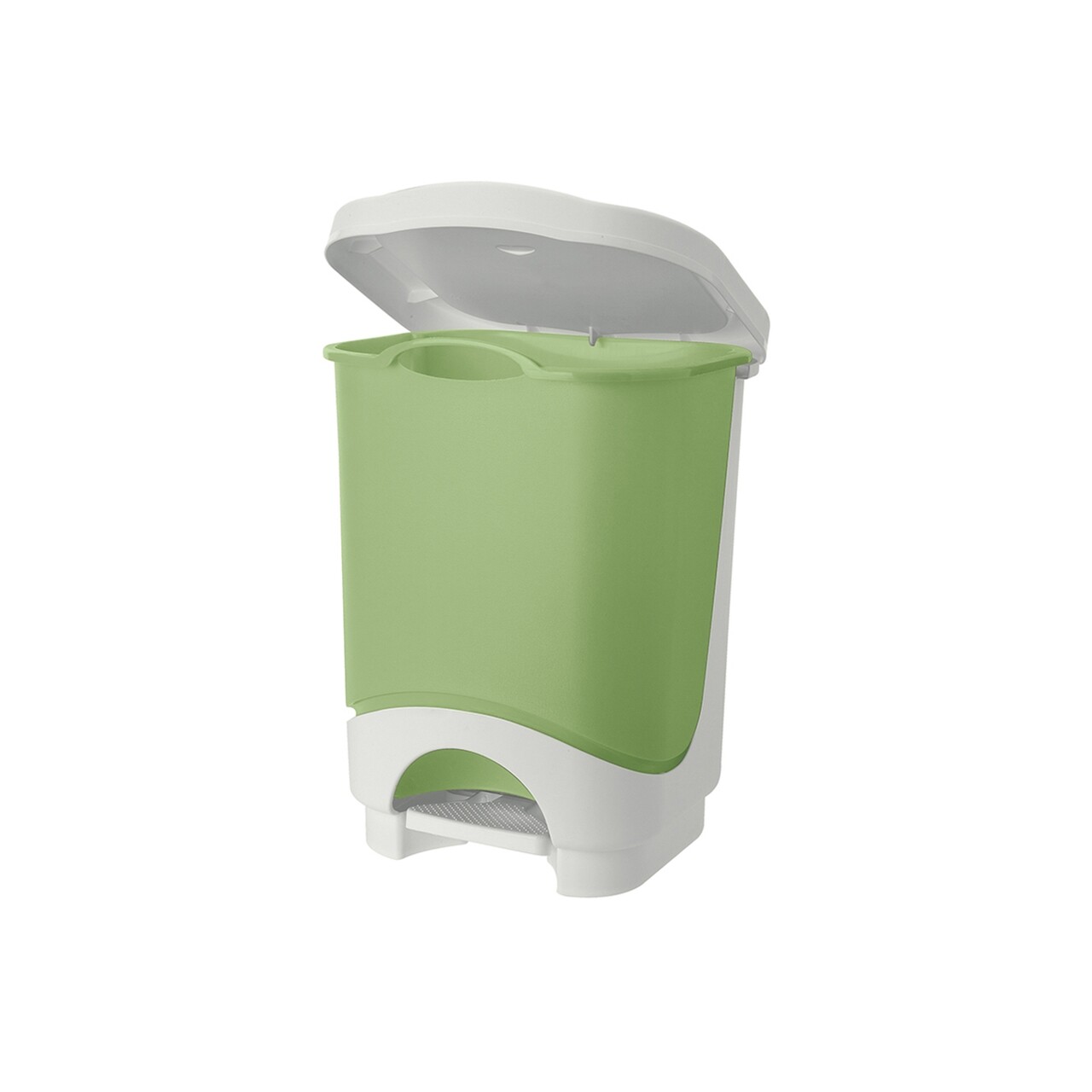 Cos De Gunoi Idea Cu Pedala, Plastic, 24 L, Alb/verde