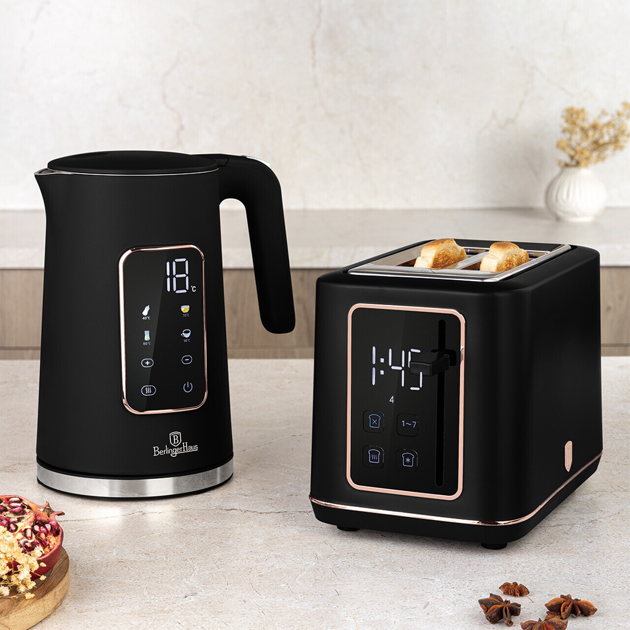 Prajitor de paine digital Berlinger Haus, Matte Black, 27.8x16.6x19.1 cm, inox, negru - imagine 3