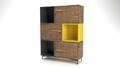 Biblioteca Bengu, Kalune Design, 140x30x110 cm, maro/antracit/galben