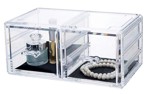 Organizator pentru bijuterii Stakable, Compactor, 2 compartimente, transparent
