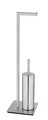 Suport pentru hartie igienica si perie toaleta, Wenko, Recco, 20 x 71.5 x 20 cm, inox, gri