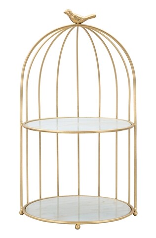 Platou decorativ Cage, Mauro Ferretti, Ø 23×40.5 cm, fier, auriu Accesorii decorative