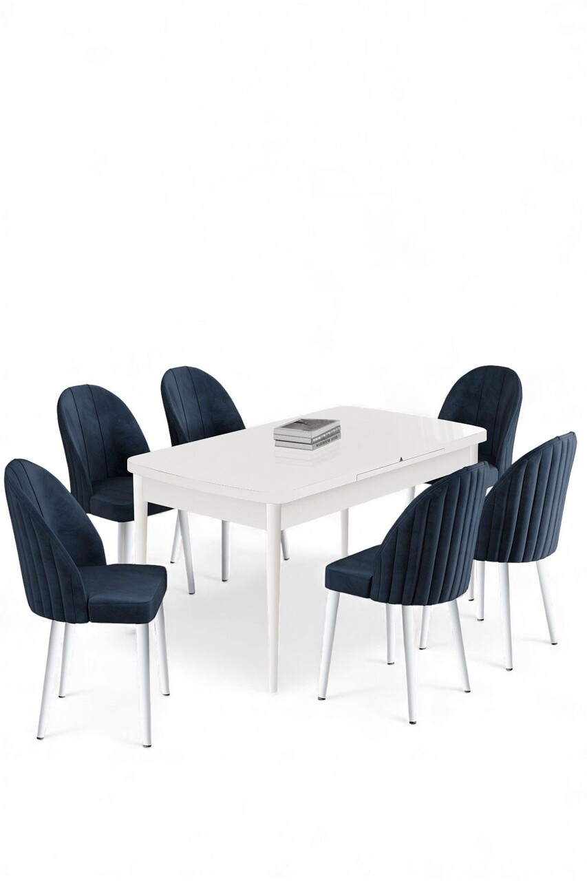 Set masa extensibila si scaune, Hanah Home, Enya, Alb / Antracit - view 2