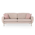 Canapea extensibila cu 3 locuri, Ndesign, 291NDS1329, Lemn, Roz pudra