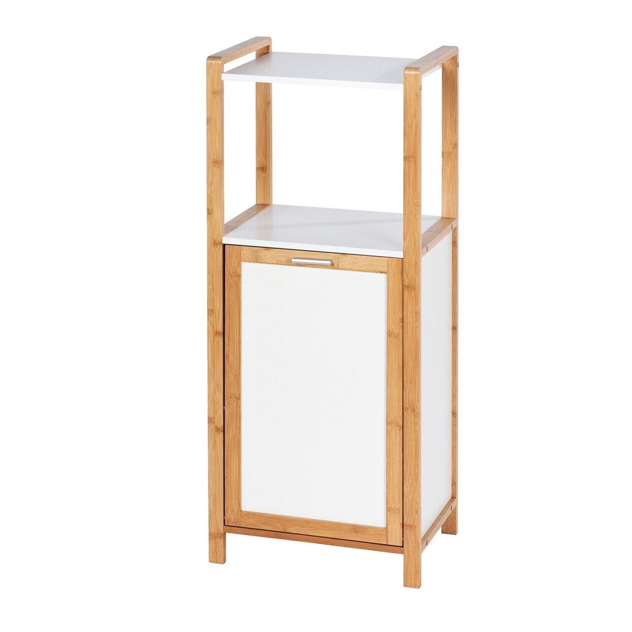 Organizator si cos pentru rufe 2 in 1 Finja, Wenko, 40 x 95 cm, bambus, alb/natur - 1 | YEO
