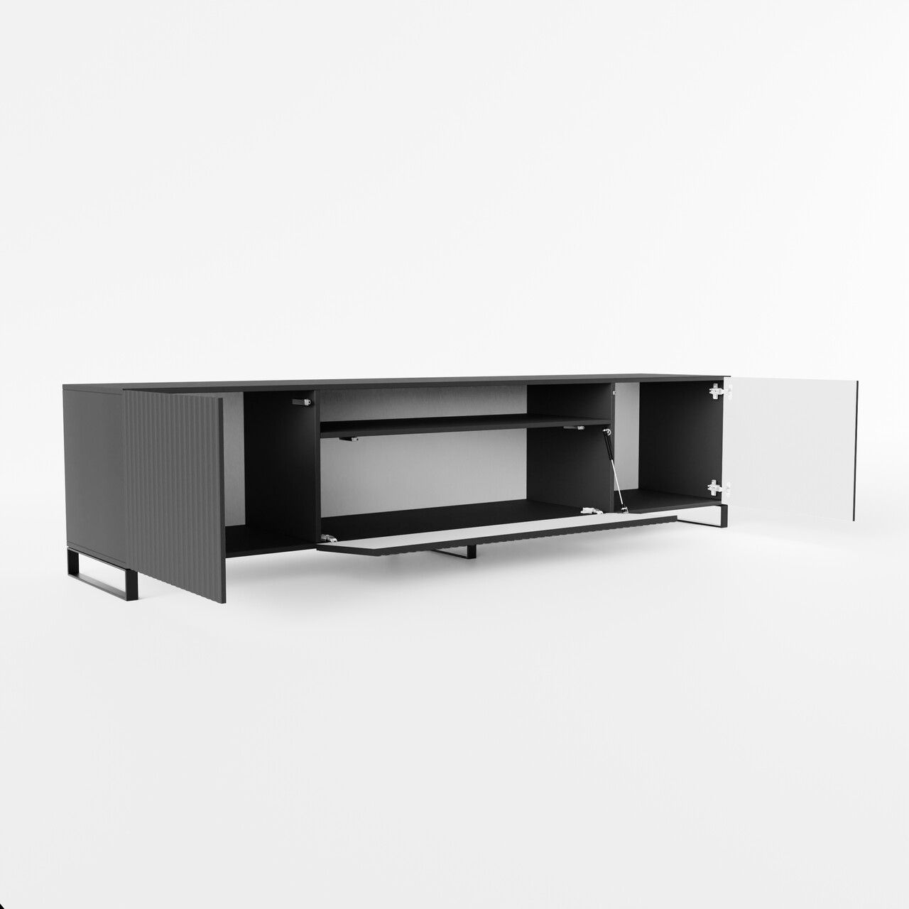 Comoda TV ADRK, Noemi, 200x41x53 cm, PAL melaminat/MDF, grafit — imaginea 4
