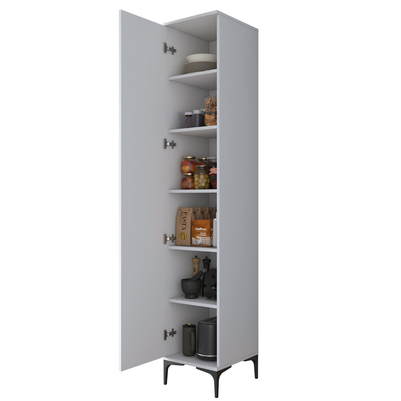 Dulap multifunctional, Hanah Home, JE250, 40x218.6x45 cm, PAL melaminat, Alb - view 9